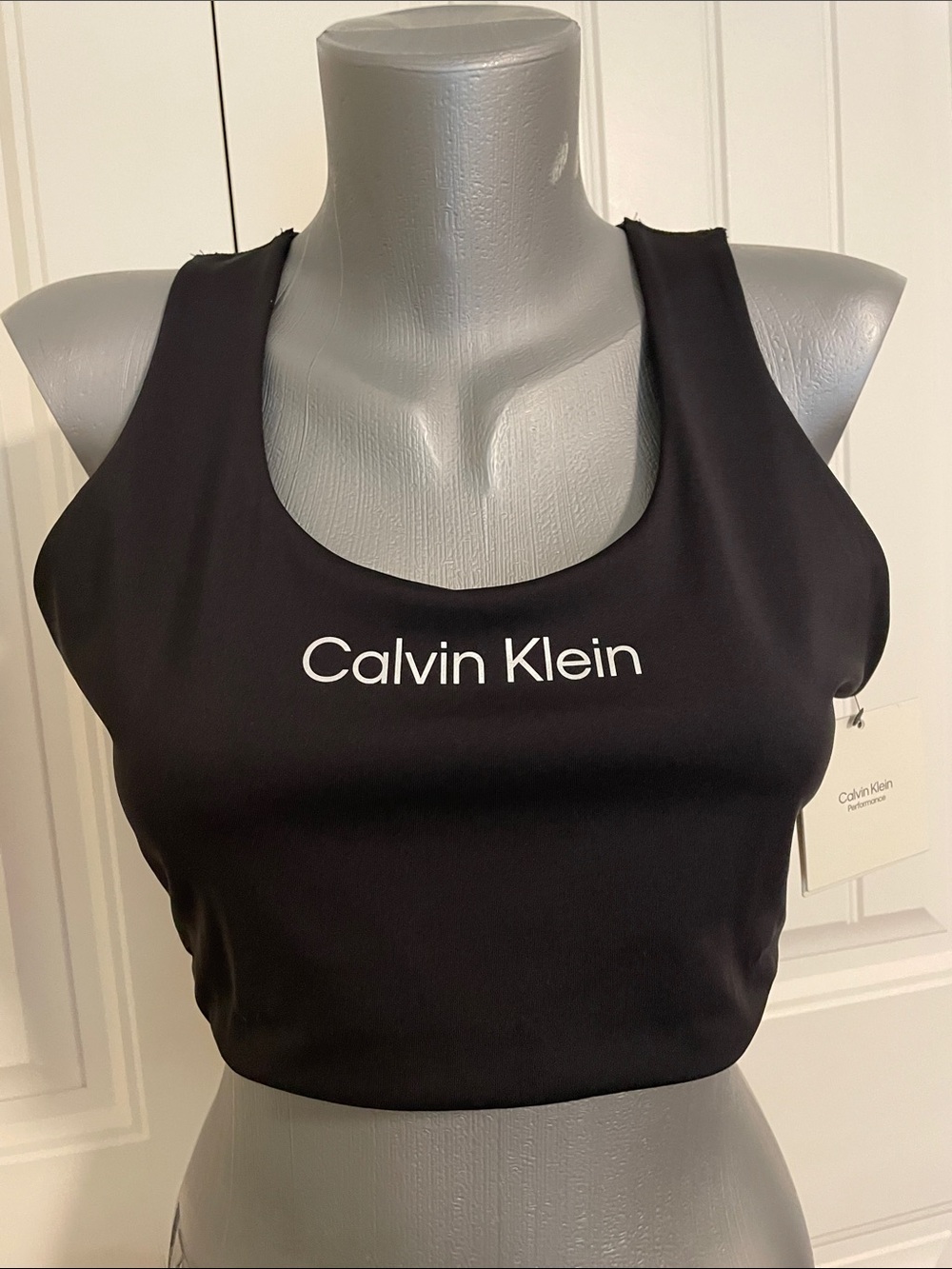 Calvin Klein Black Sports Crop Top with White Logo